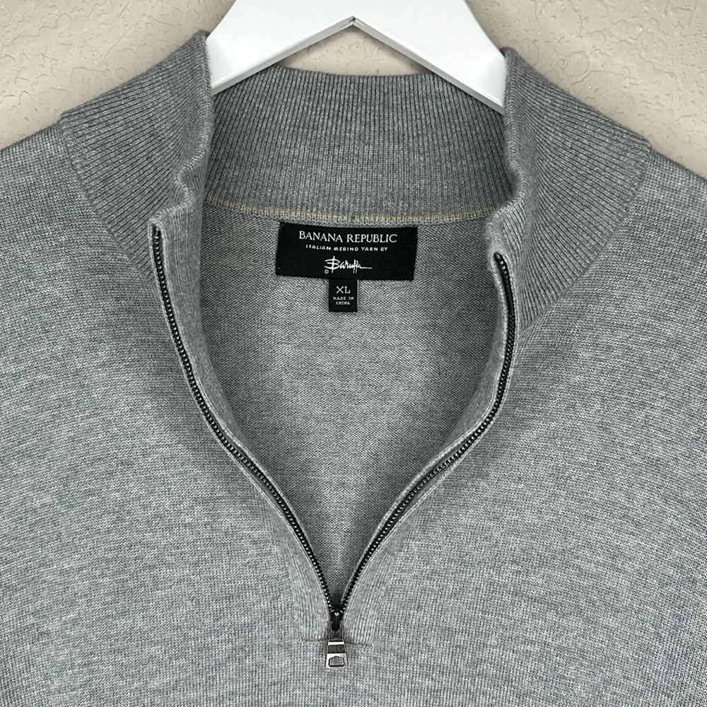 Banana Republic 100% Italian Merino Wool by‎ Baruffa Quarter Zip Sweater Size XL